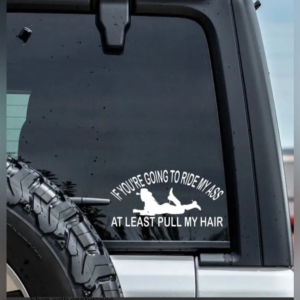 Funny Country Cowgirl Trucker Pull My Hair Ride My @** Car Decal Window Sticker